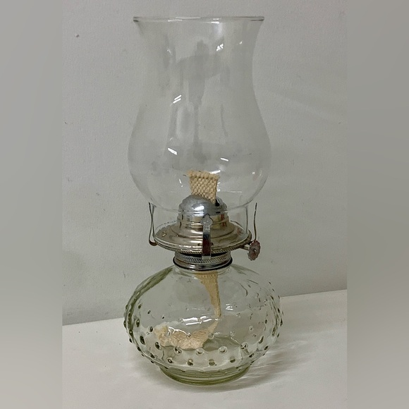 Mid Century Vintage Clear Glass Hobnail Oil Gas Lamp Lantern - Picture 13 of 16